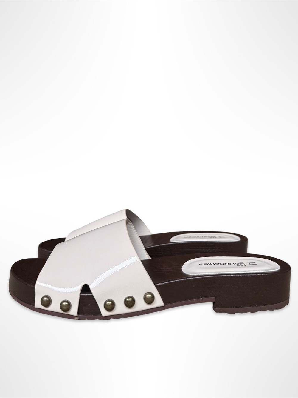 Studded Wooden Clog Sandals Bone Ivory Beach Resort Bohemian 70s Y2K Retro Slide